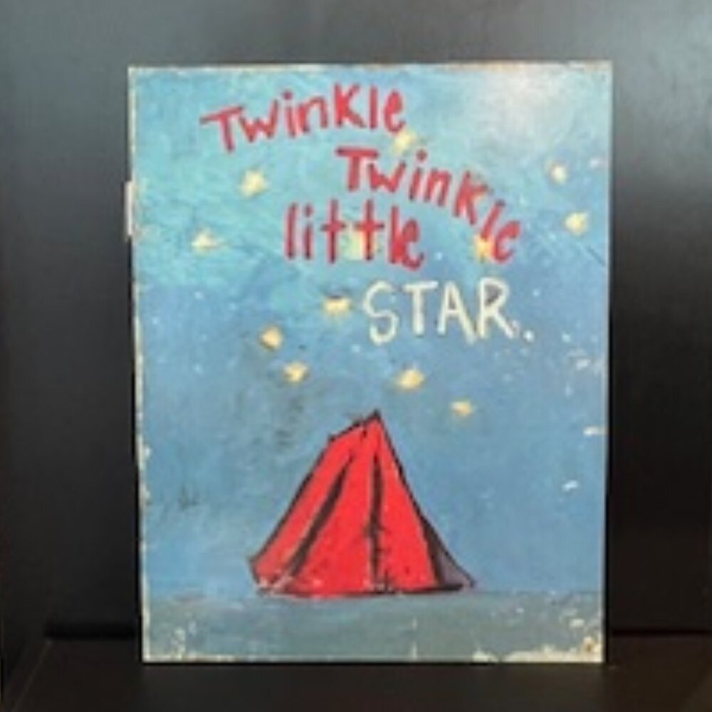Kids Twinkle Little Star Tin Metal Hanging Wall Art Decor(Outdoor Camping Scene)